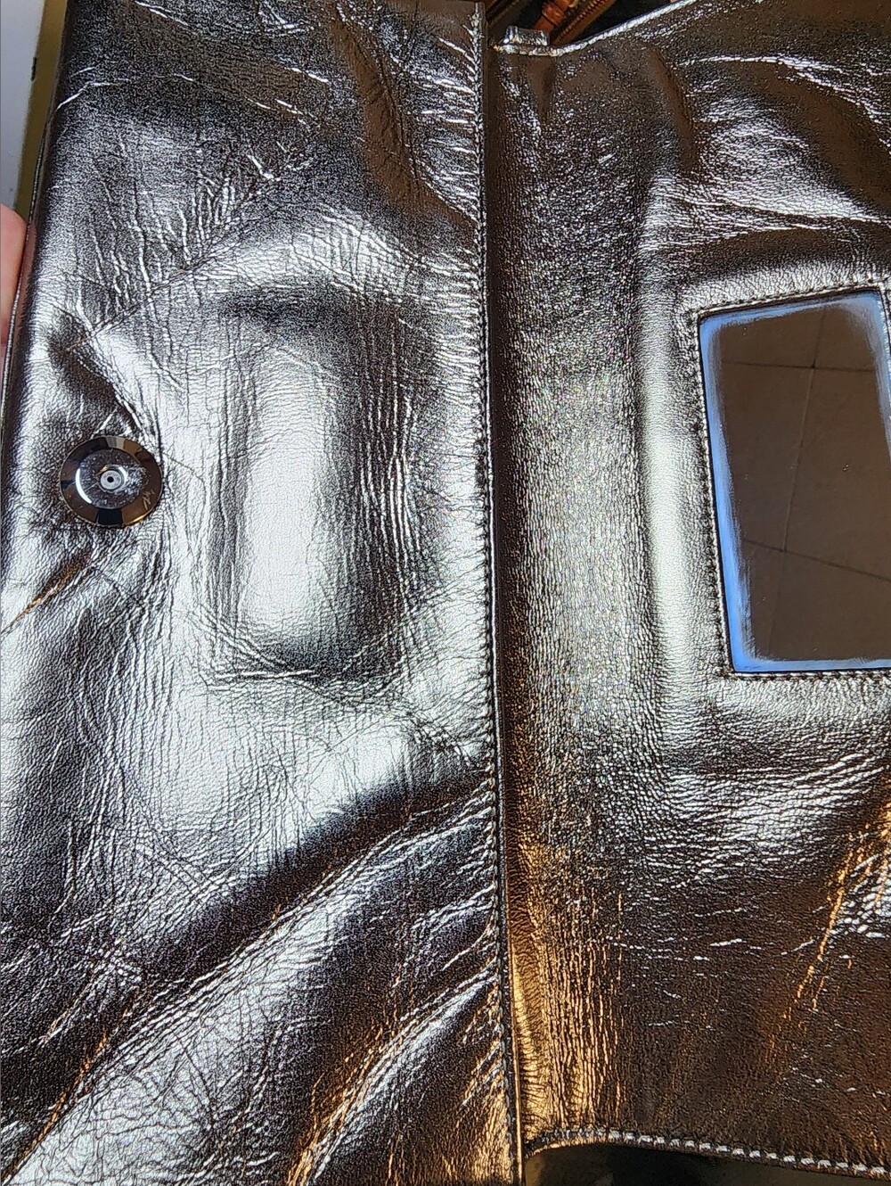 Coach Vintage Metallic Belted Clutch With Mirror, Lamba Nappa, EUC, 2003, 9793 - Picture 9 of 13